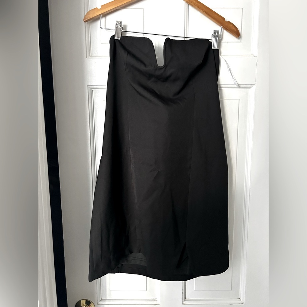 Black mini strapless dress
